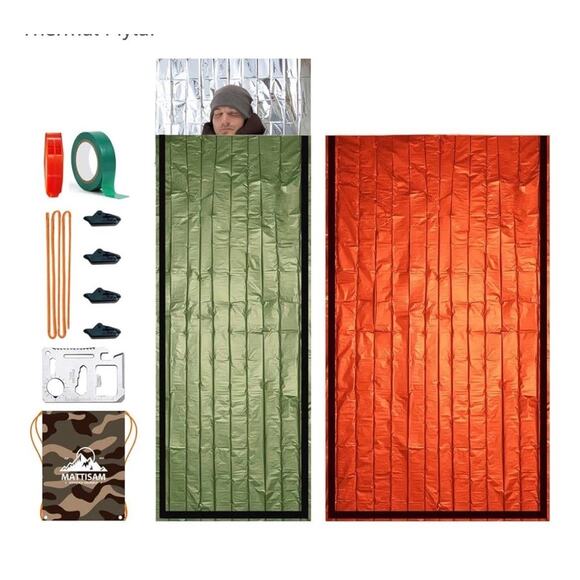 Emergency Sleeping Bag 2 Pack Waterproof Space Blanket Mylar Survival Kit - Picture 1 of 2